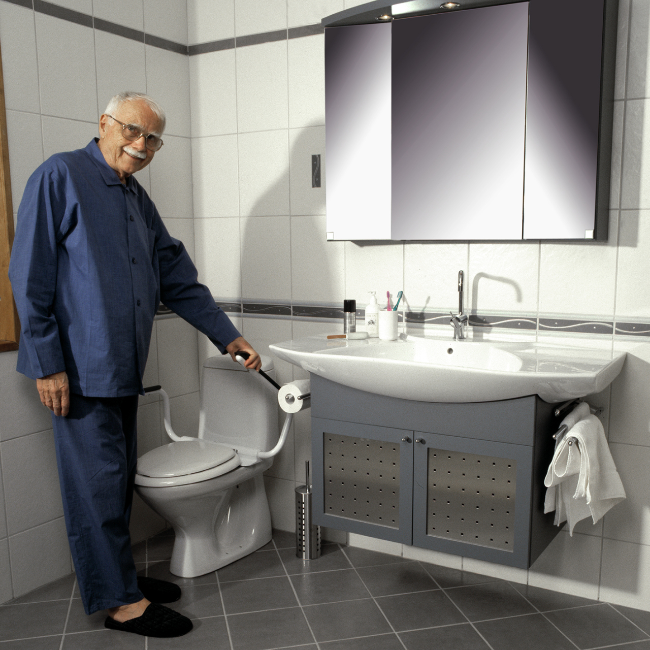 Integrated Toilet Arm Support 